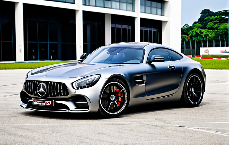 **
"A luxurious Mercedes-AMG GT, fully clothed, parked at the Sepang International Circuit in Malaysia, appropriate attire, safe for work. Professional automotive photography, showcasing its powerful V8 biturbo engine and sleek design. Natural pose, correct proportions, perfect anatomy, well-formed hands. Family-friendly, high quality."
**