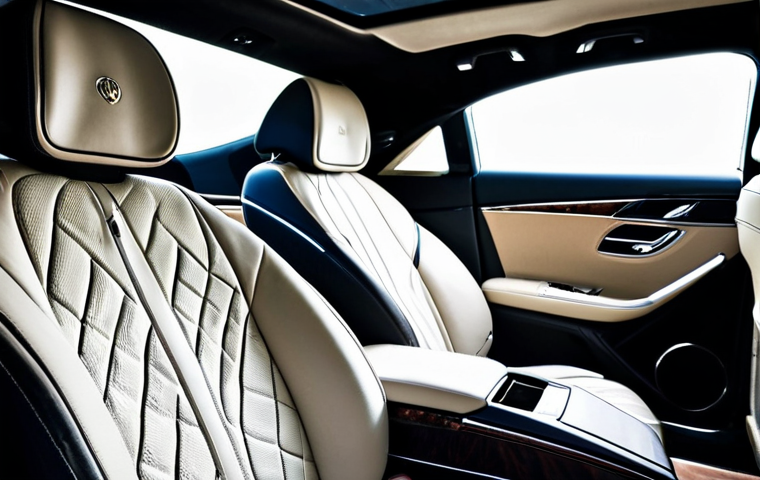 벤츠 S클래스의 마이바흐 에디션 - **Prompt:** Interior of a Maybach S-Class, focusing on the rear passenger seats, showcasing the luxu...