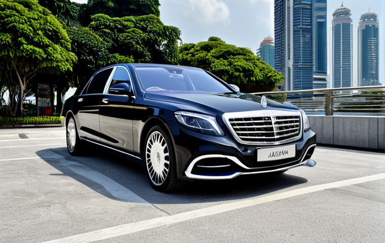 벤츠 S클래스의 마이바흐 에디션 - **Prompt:** Interior of a Maybach S-Class, focusing on the rear passenger seats, showcasing the luxu...