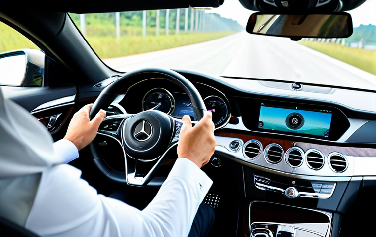 벤츠 S클래스의 마이바흐 에디션 - **Prompt:** Exterior shot of a two-tone Maybach S-Class, parked in front of a modern Kuala Lumpur sk...